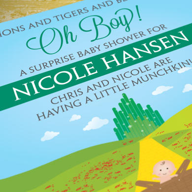 wizard of oz baby shower invitations